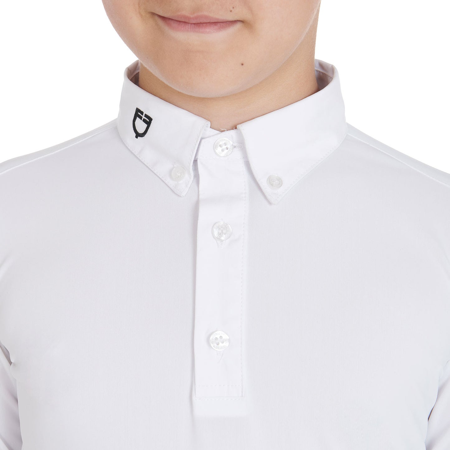 Polo de niño de concurso slim fit tres botones Equestro - Blanco