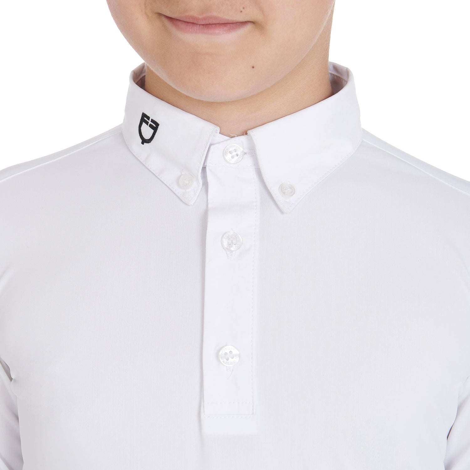 Polo de niño de concurso slim fit tres botones Equestro - Blanco