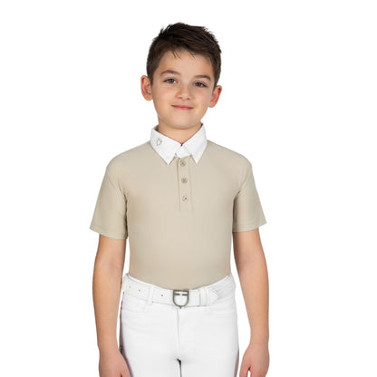 Polo de niño de concurso slim fit cuatro botones Equestro - Oxford Tan