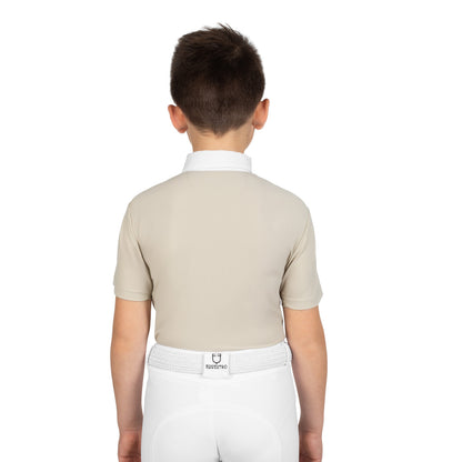 Polo de niño de concurso slim fit cuatro botones Equestro - Oxford Tan