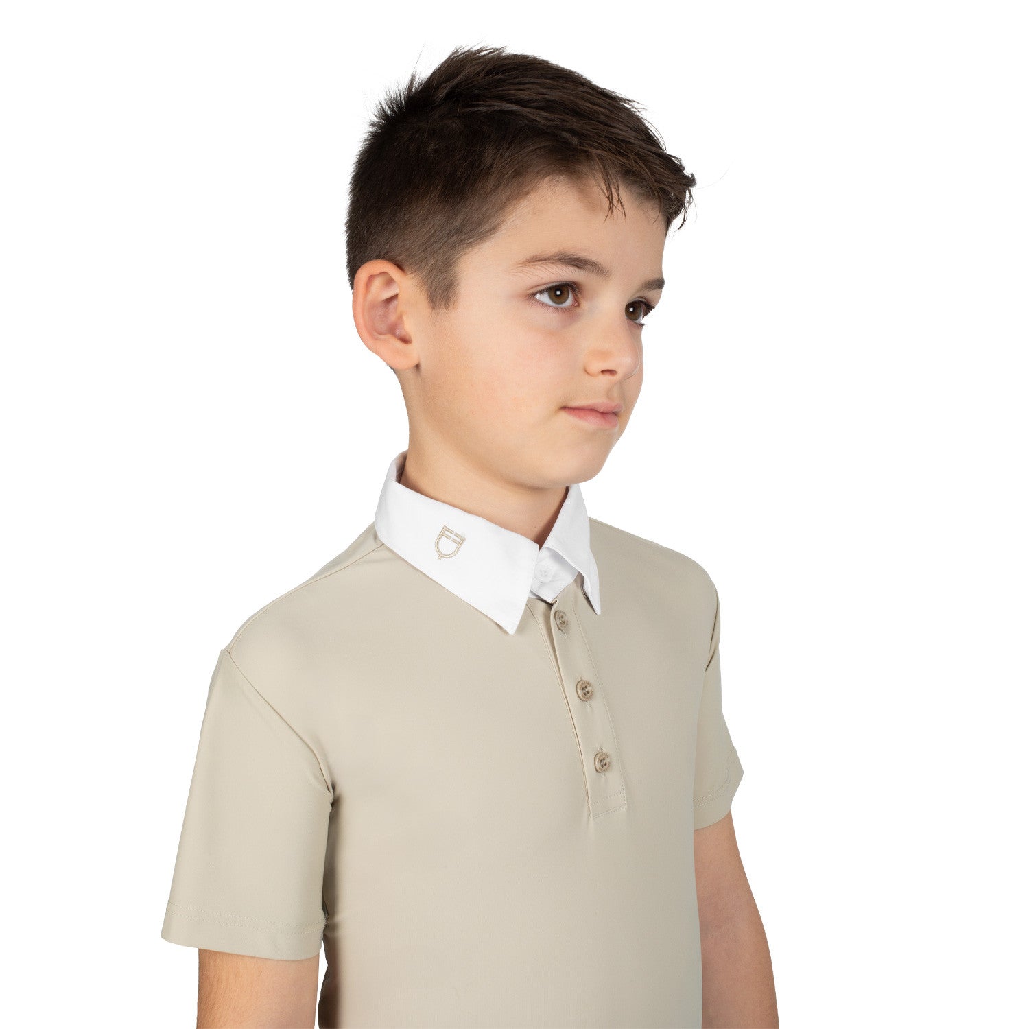Polo de niño de concurso slim fit cuatro botones Equestro - Oxford Tan