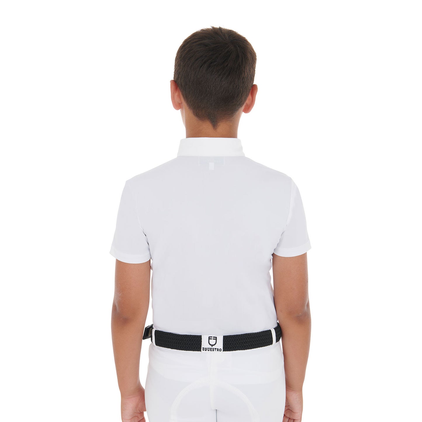 Polo de niño de concurso slim fit cuatro botones Equestro - Blanco