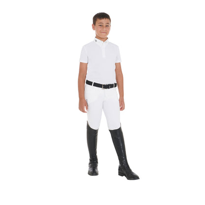 Polo de niño de concurso slim fit cuatro botones Equestro - Blanco