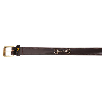 Cinturón de cuero con detalles de hilos y strass Equestro - Brown/Gold