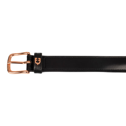 Cinturón inglés con detalles de hilos oro rosa Equestro - Negro