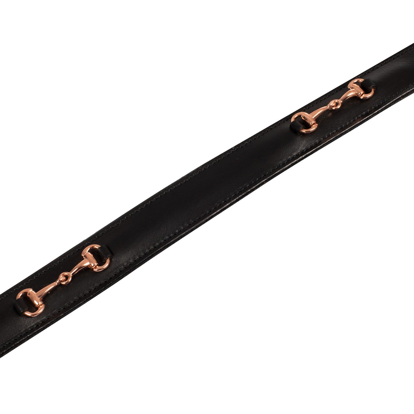 Cinturón inglés con detalles de hilos oro rosa Equestro - Negro