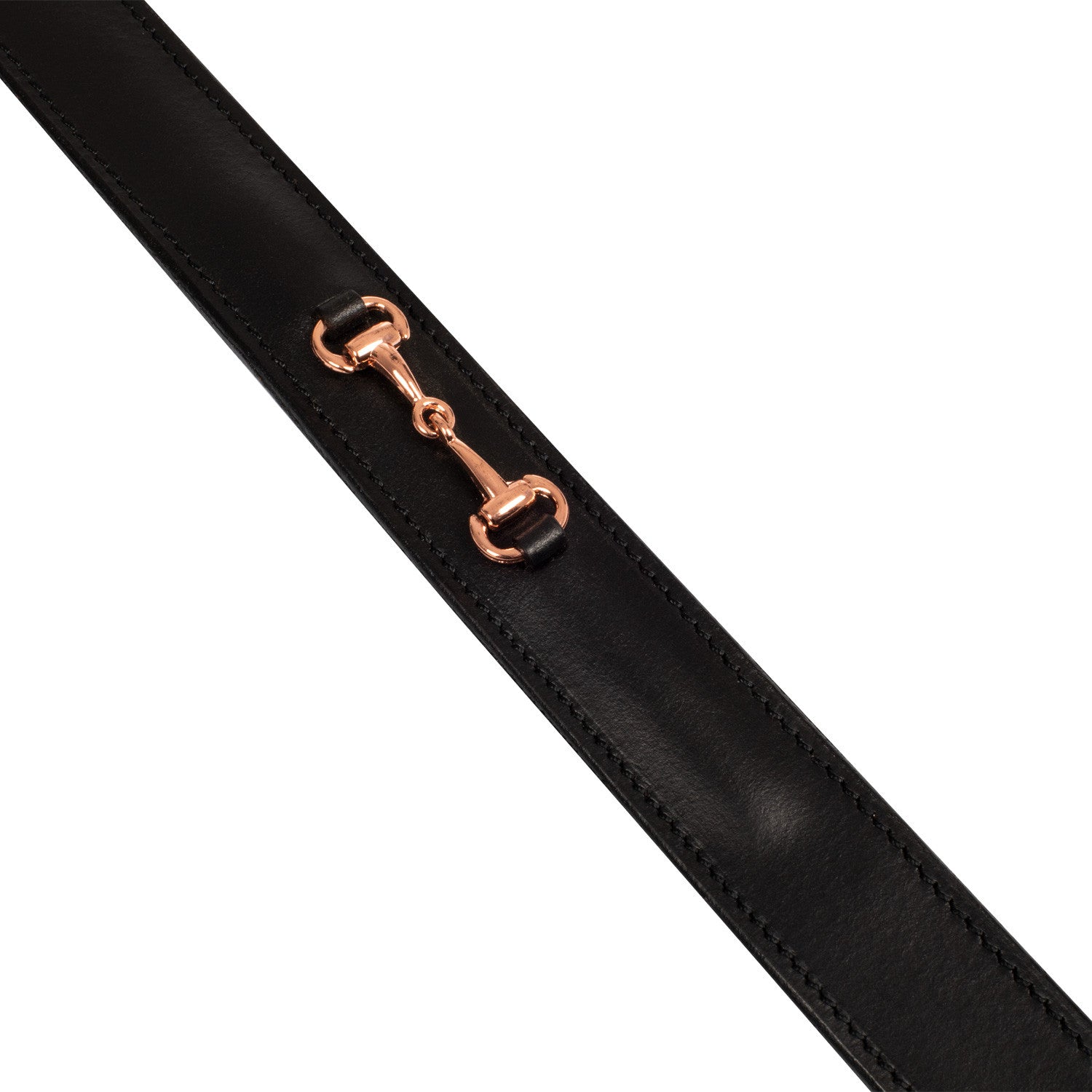 Cinturón inglés con detalles de hilos oro rosa Equestro - Negro