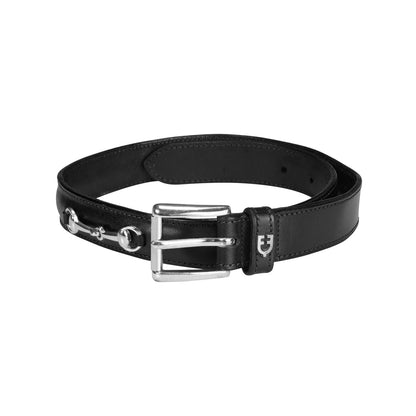 Cinturón de cuero con detalles de ribete Equestro - Black/Silver