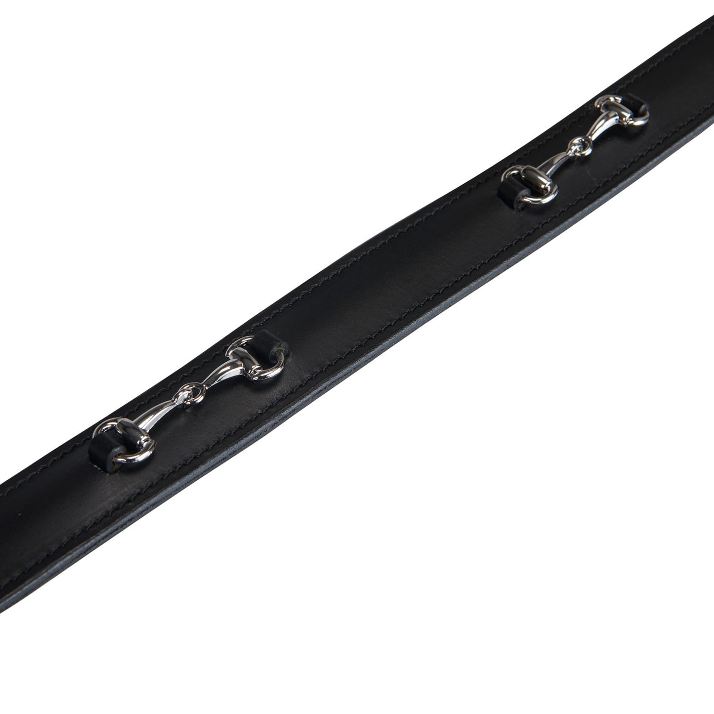 Cinturón de cuero con detalles de ribete Equestro - Black/Silver