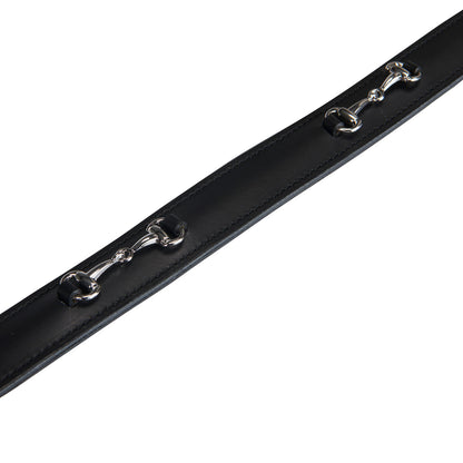 Cinturón de cuero con detalles de ribete Equestro - Black/Silver