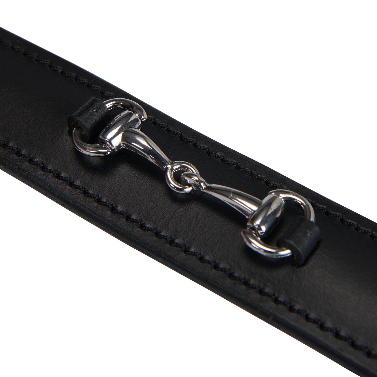 Cinturón de cuero con detalles de ribete Equestro - Black/Silver