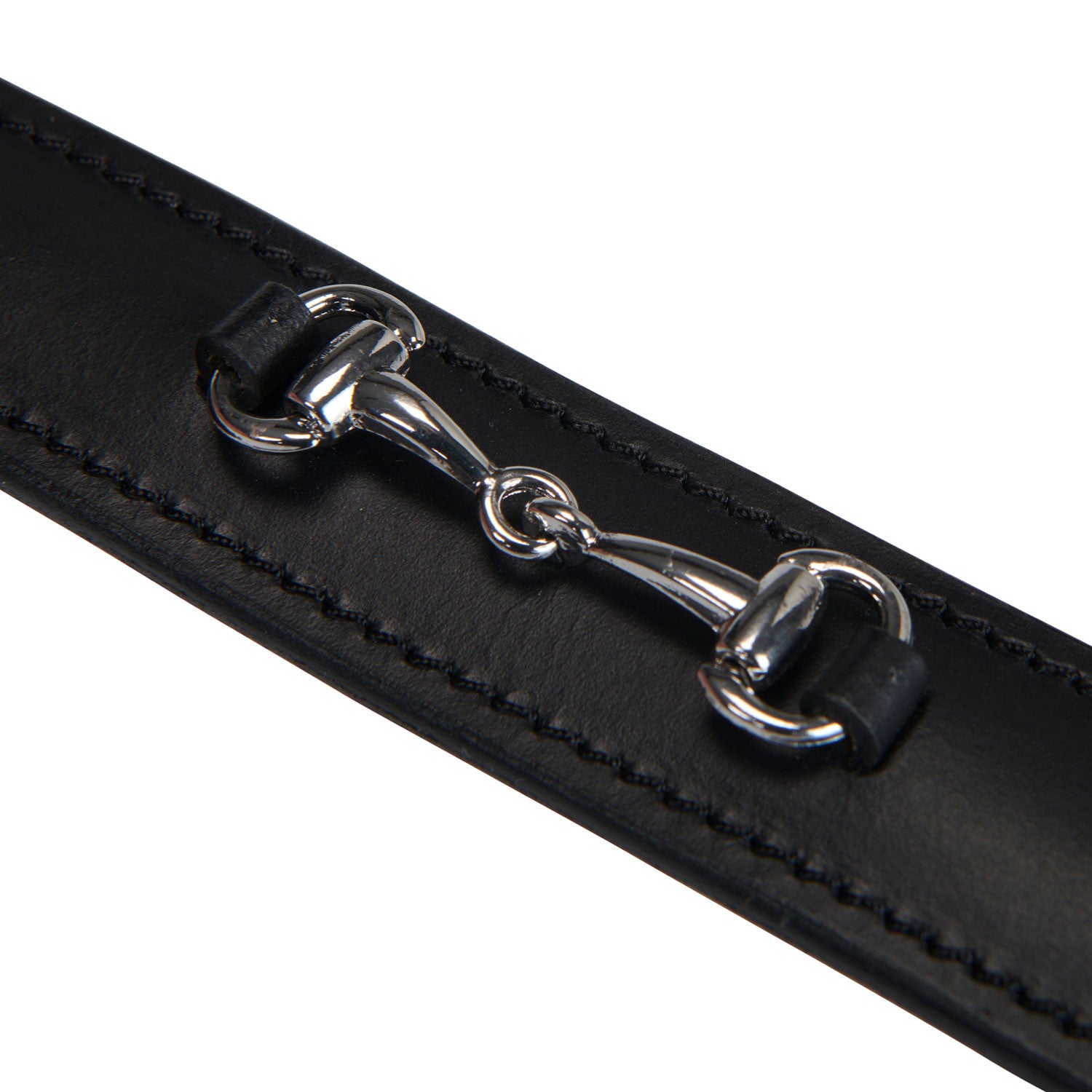 Cinturón de cuero con detalles de ribete Equestro - Black/Silver