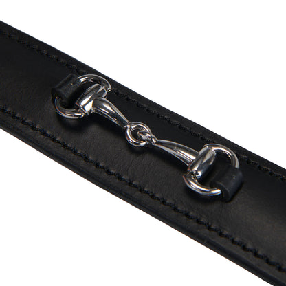 Cinturón de cuero con detalles de ribete Equestro - Black/Silver