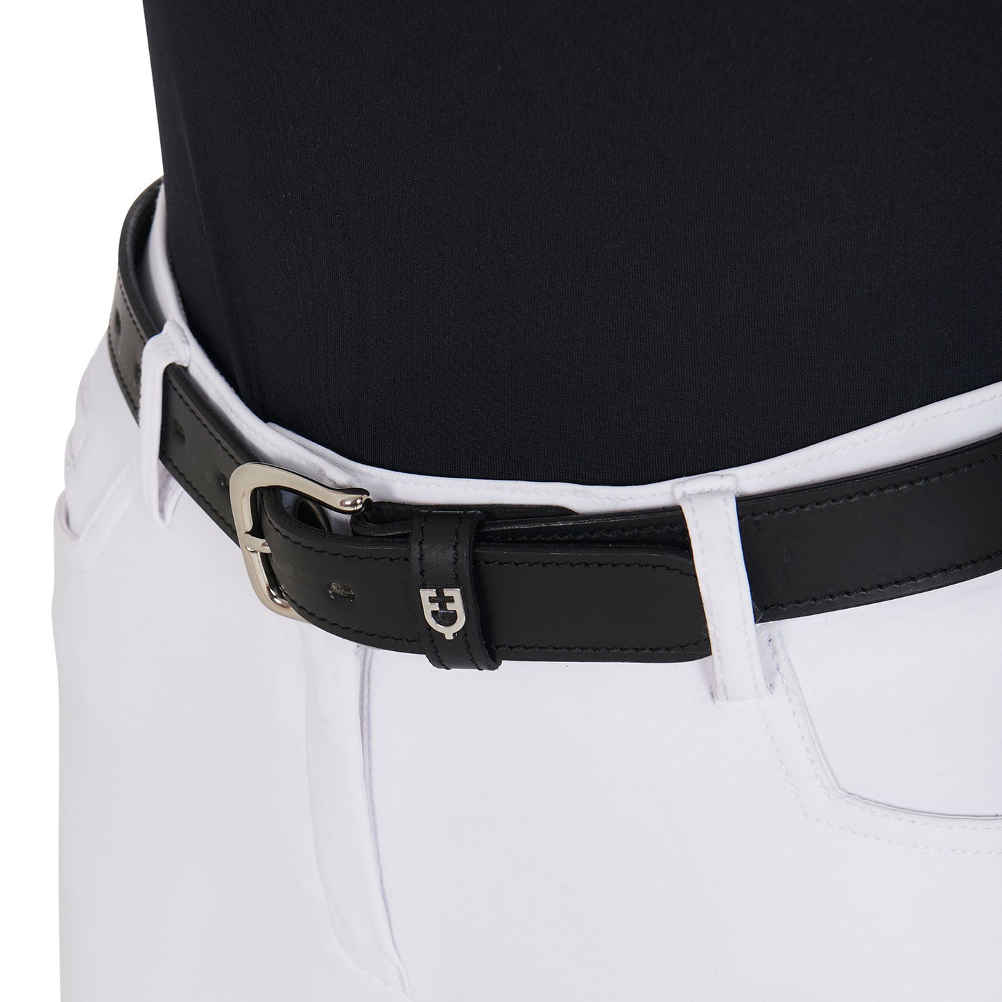 Cinturón de cuero con detalles de ribete Equestro - Black/Silver