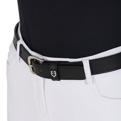 Cinturón de cuero con detalles de ribete Equestro - Black/Silver