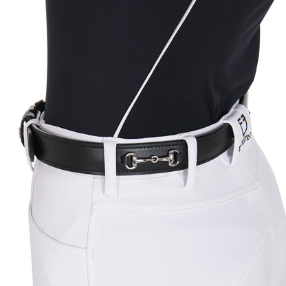 Cinturón de cuero con detalles de ribete Equestro - Black/Silver