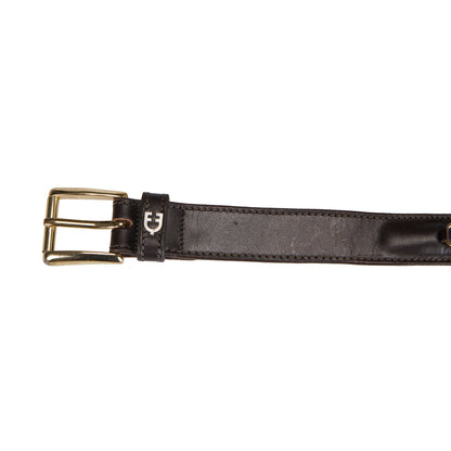 Cinturón de cuero con detalles de ribete Equestro - Brown/Gold