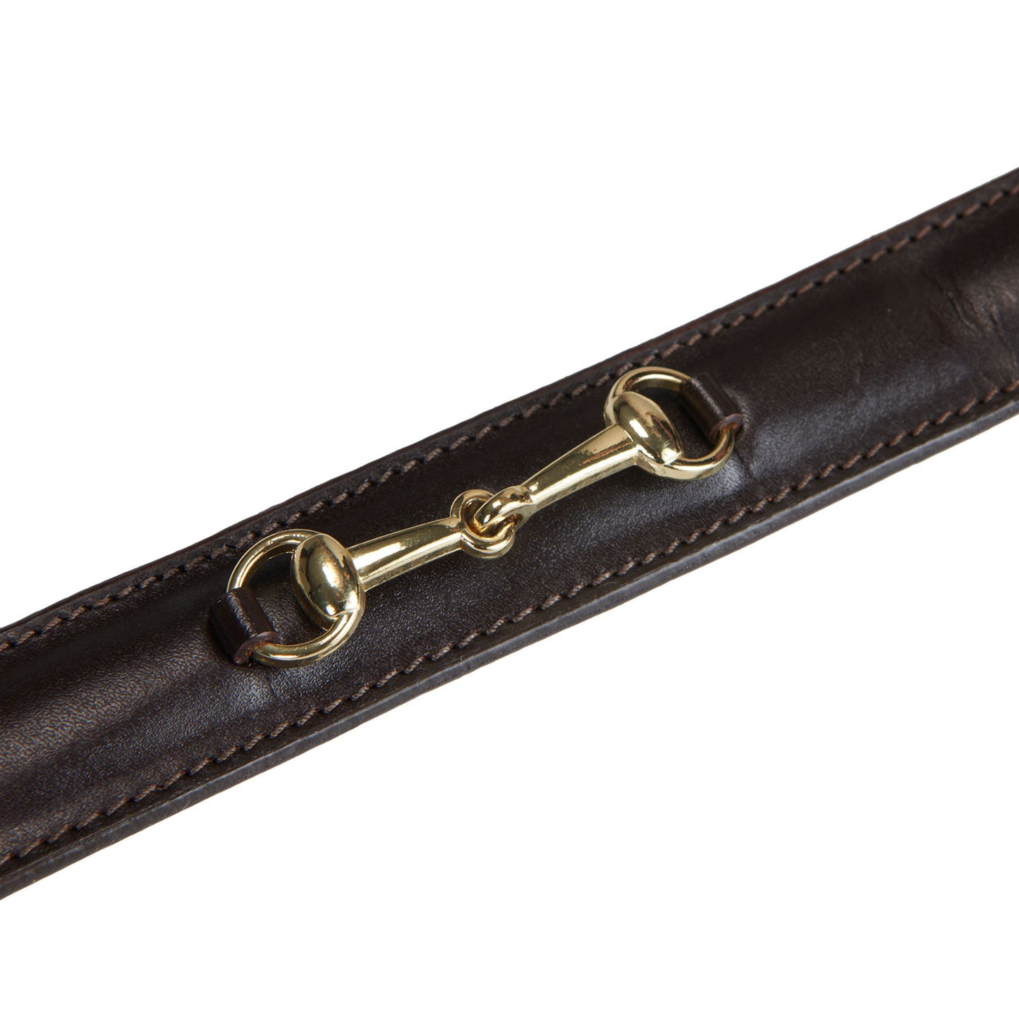 Cinturón de cuero con detalles de ribete Equestro - Brown/Gold
