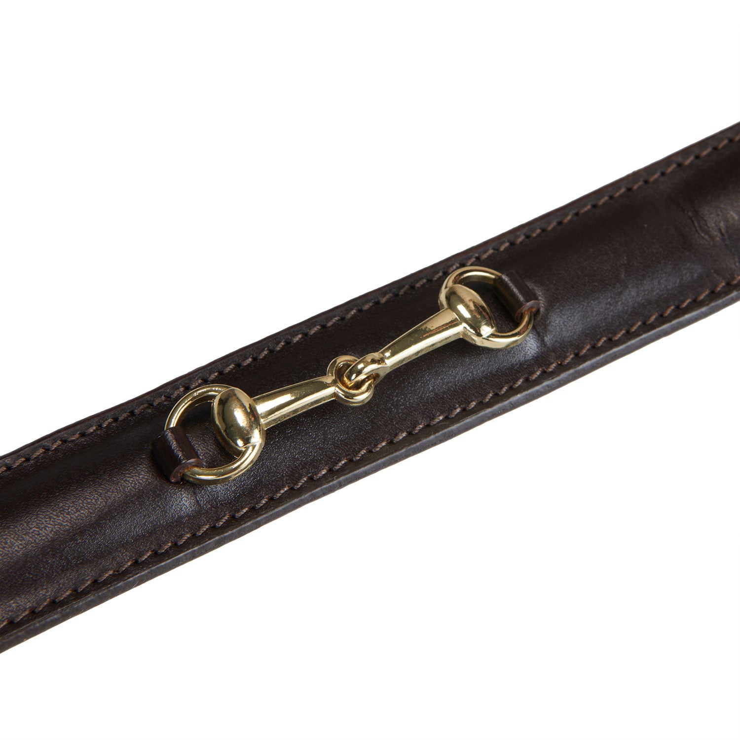 Cinturón de cuero con detalles de ribete Equestro - Brown/Gold