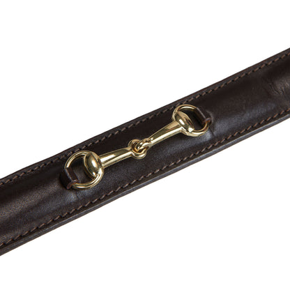 Cinturón de cuero con detalles de ribete Equestro - Brown/Gold