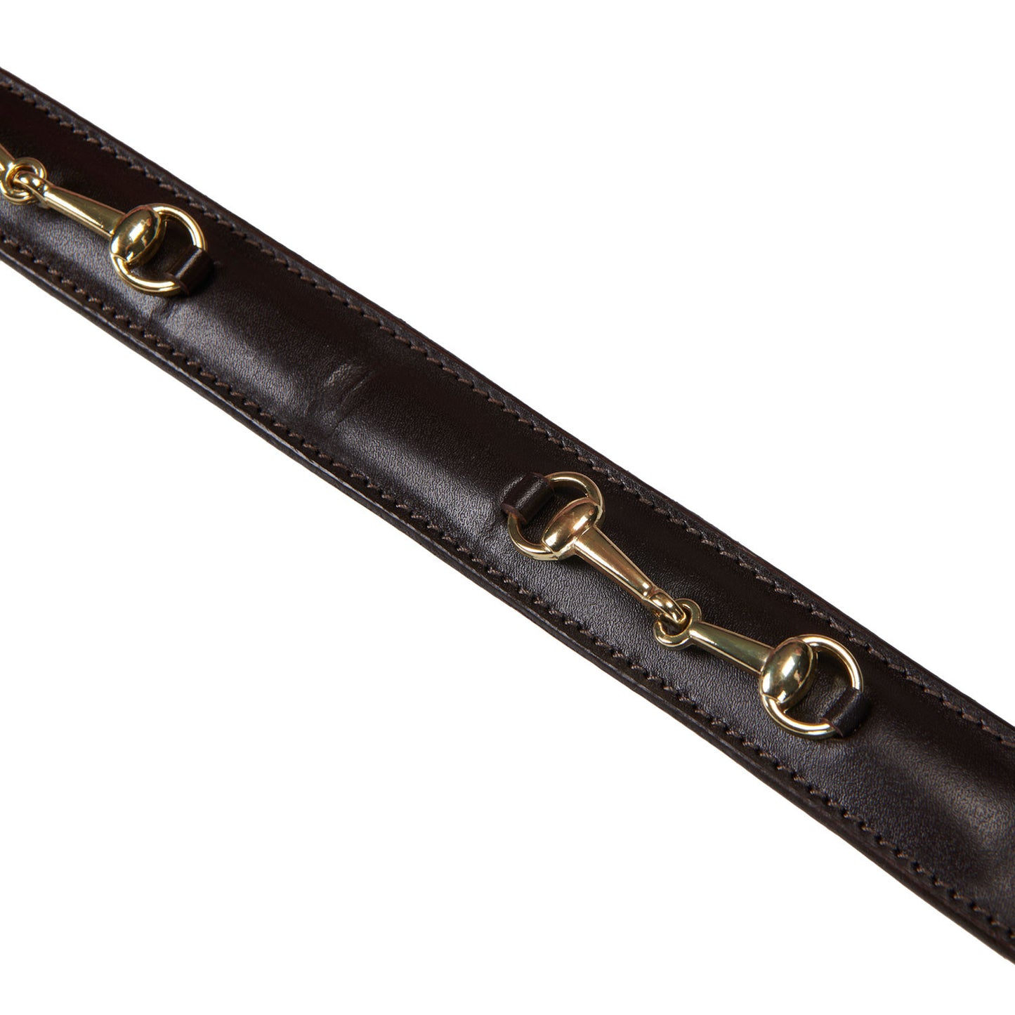 Cinturón de cuero con detalles de ribete Equestro - Brown/Gold