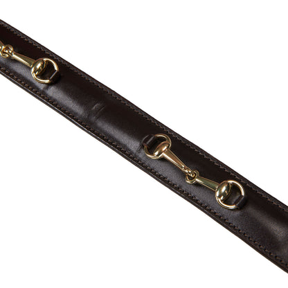 Cinturón de cuero con detalles de ribete Equestro - Brown/Gold