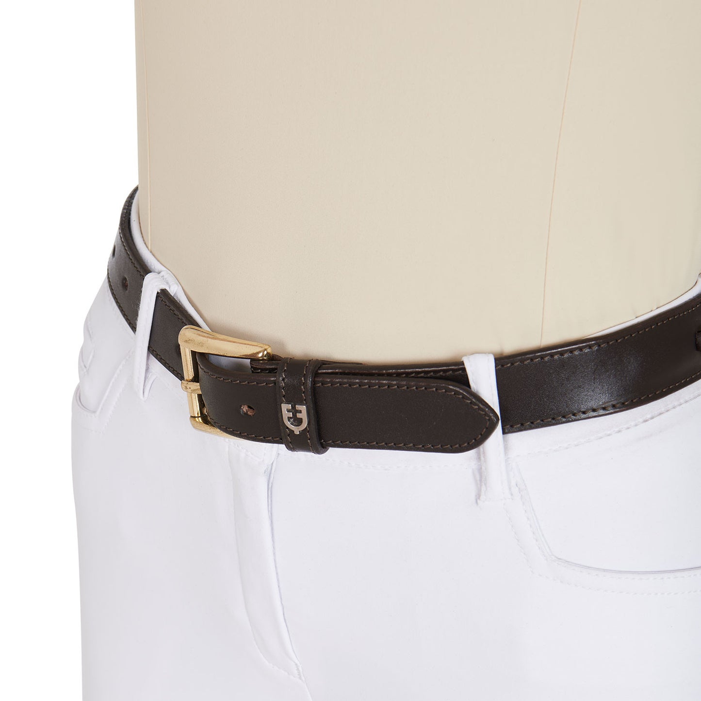 Cinturón de cuero con detalles de ribete Equestro - Brown/Gold