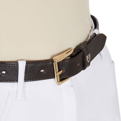 Cinturón de cuero con detalles de ribete Equestro - Brown/Gold