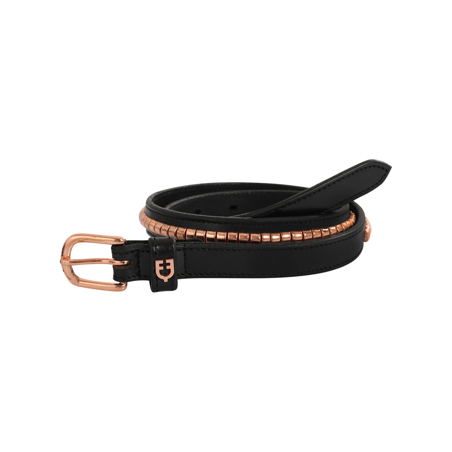 Cinturón de cuero con tachuelas oro rosa Equestro
