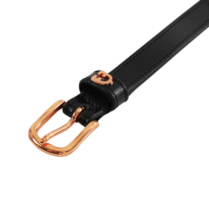 Cinturón de cuero con tachuelas oro rosa Equestro - Negro
