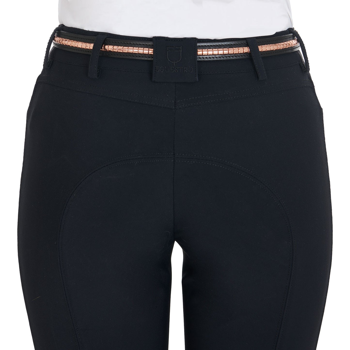 Cinturón de cuero con tachuelas oro rosa Equestro - Negro