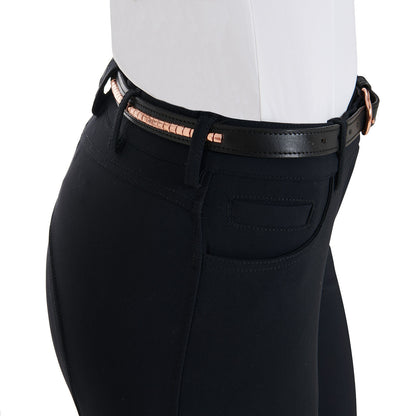 Cinturón de cuero con tachuelas oro rosa Equestro - Negro