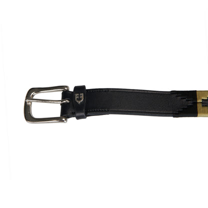 Cinturón de cuero con motivo Southwest Equestro - Black/Beige/Black