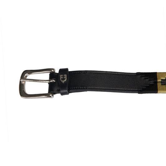 Cinturón de cuero con motivo Southwest Equestro - Black/Beige/Black