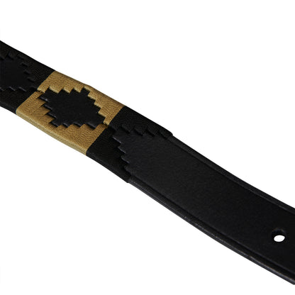 Cinturón de cuero con motivo Southwest Equestro - Black/Beige/Black
