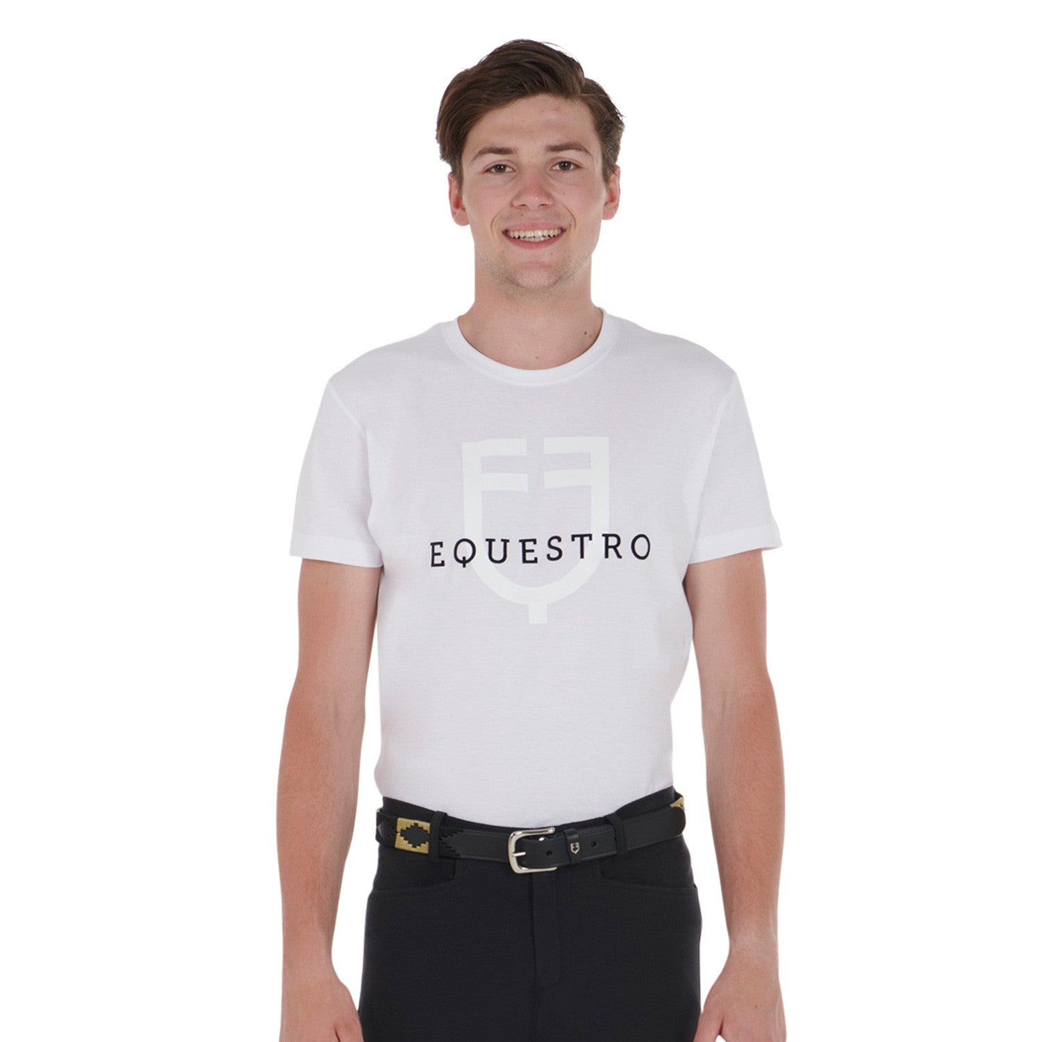 Cinturón de cuero con motivo Southwest Equestro - Black/Beige/Black
