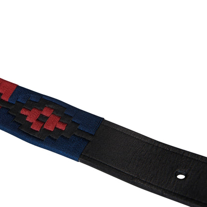 Cinturón de cuero con motivo Southwest Equestro - Black/Blue/Burgundy