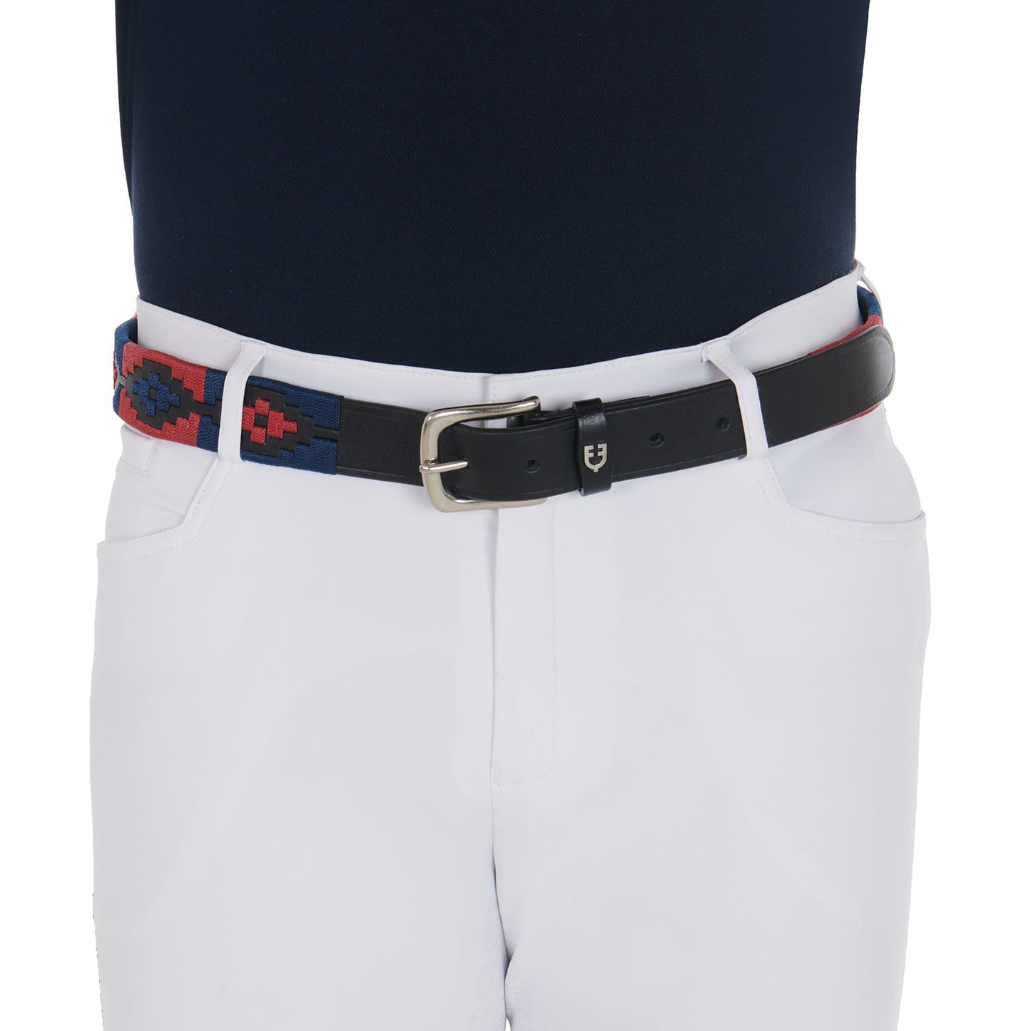 Cinturón de cuero con motivo Southwest Equestro - Black/Blue/Burgundy