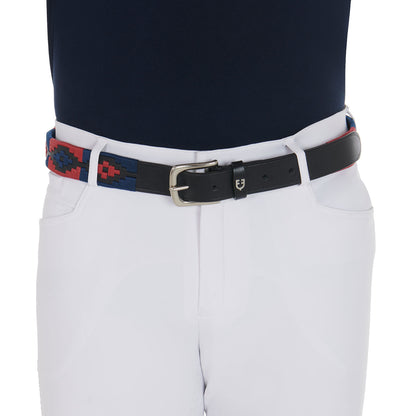 Cinturón de cuero con motivo Southwest Equestro - Black/Blue/Burgundy