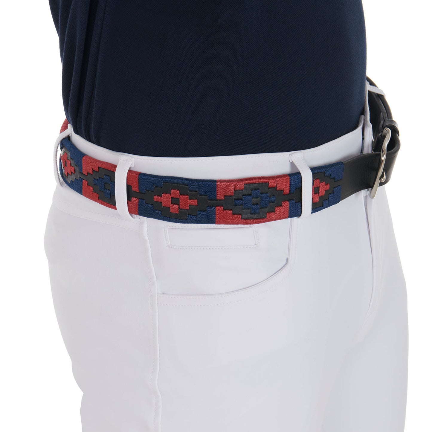 Cinturón de cuero con motivo Southwest Equestro - Black/Blue/Burgundy