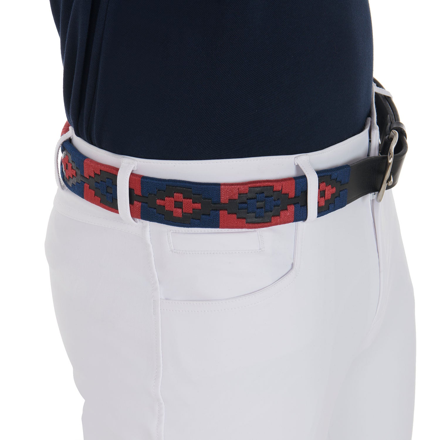 Cinturón de cuero con motivo Southwest Equestro - Black/Blue/Burgundy