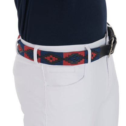 Cinturón de cuero con motivo Southwest Equestro - Black/Blue/Burgundy