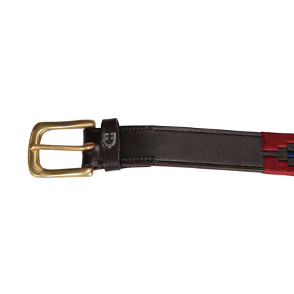 Cinturón de cuero con motivo Southwest Equestro - Brown/Blue/Burgundy