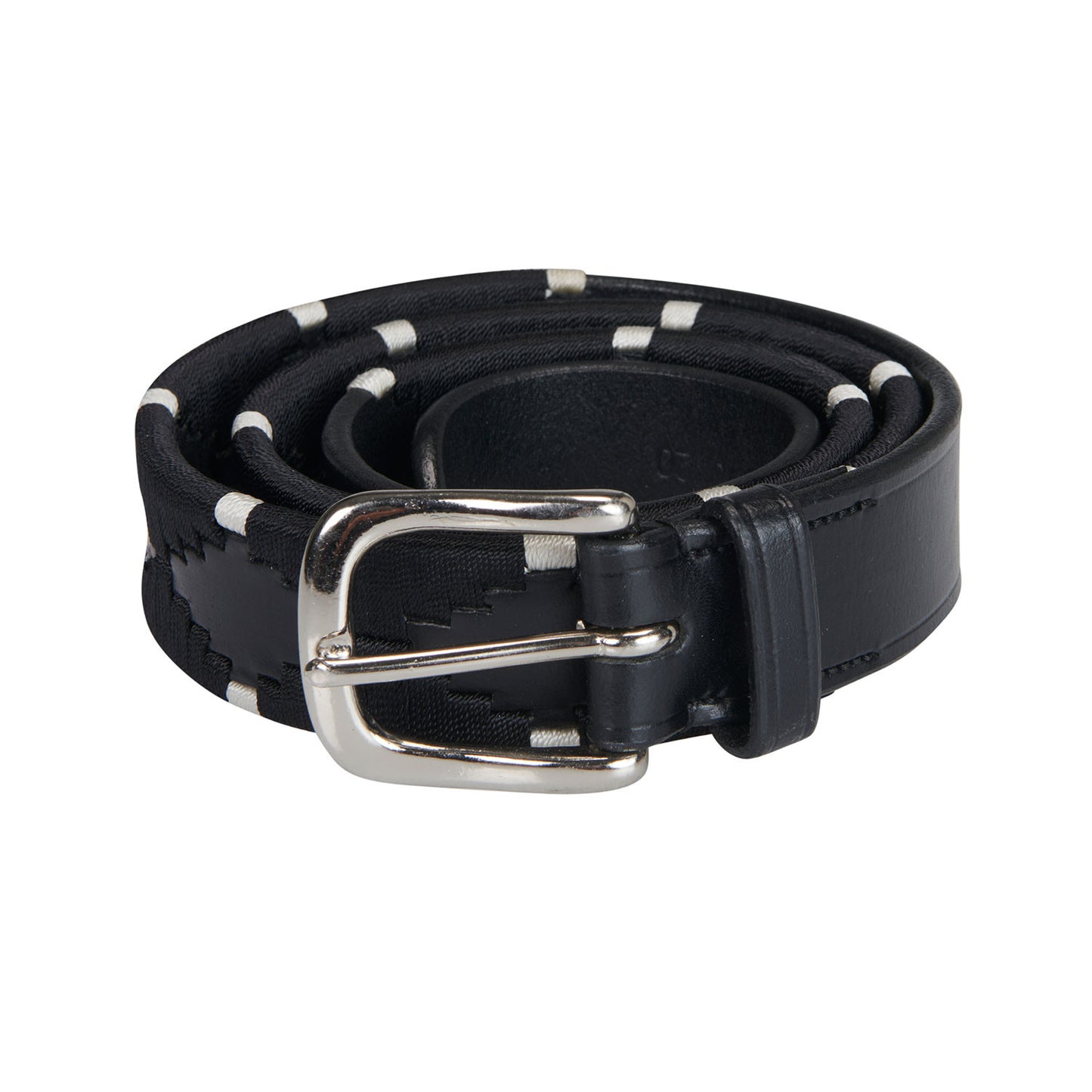Cinturón de cuero con bordados en blanco y negro Equestro