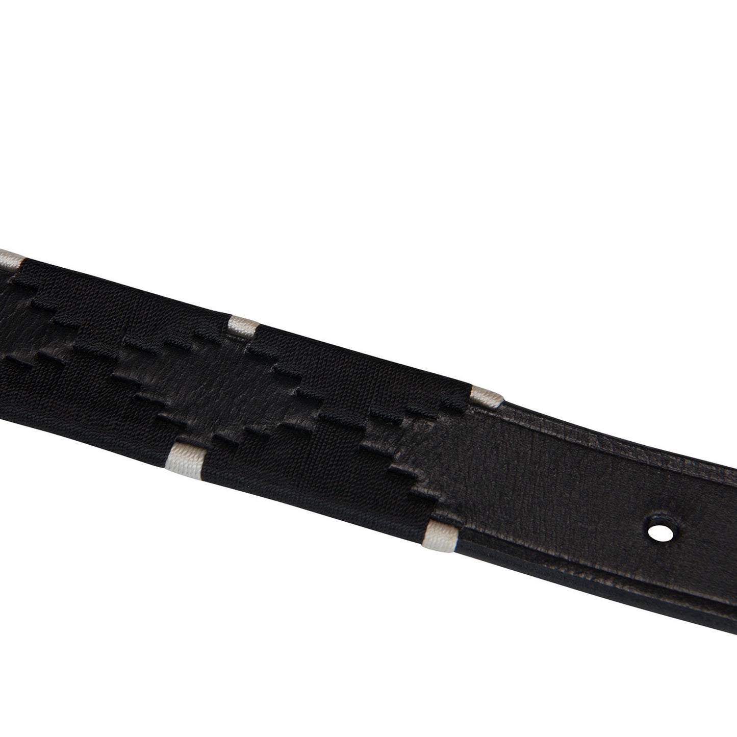 Cinturón de cuero con bordados en blanco y negro Equestro - Negro