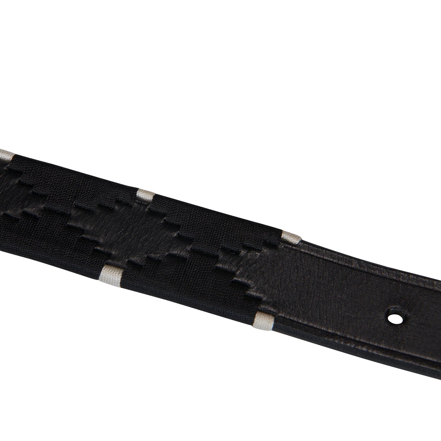 Cinturón de cuero con bordados en blanco y negro Equestro - Negro