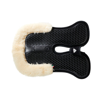 Compensador MF-S WFS con gamuza de oveja posterior, gel hexagonal, alza delantera Acavallo - Negro