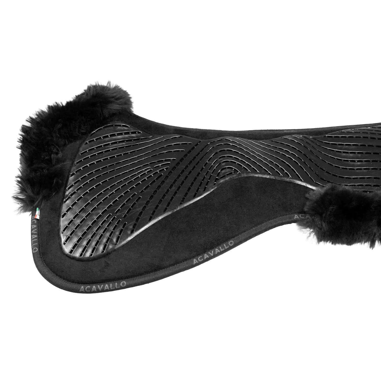 Compensador dressage MF-S JCCS-S CW-CS gamuza oveja cut-out grip gel flat Acavallo - Negro
