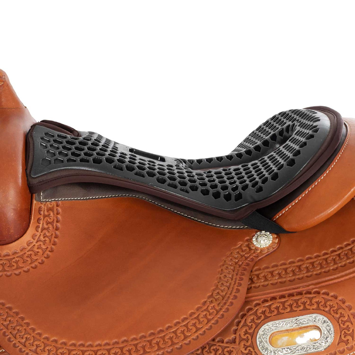 Cubreasiento western gel-out hexagonal Ortho-coccyx dri-lex 20mm Acavallo - Marrón