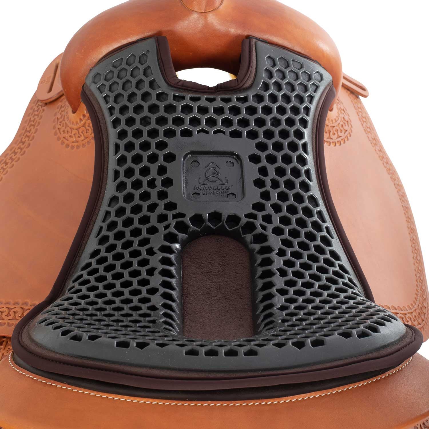 Cubreasiento western gel-out hexagonal Ortho-coccyx dri-lex 20mm Acavallo - Marrón